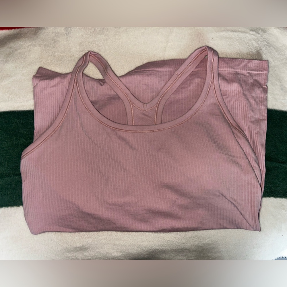 Pink Ribbed Women's Tank Top